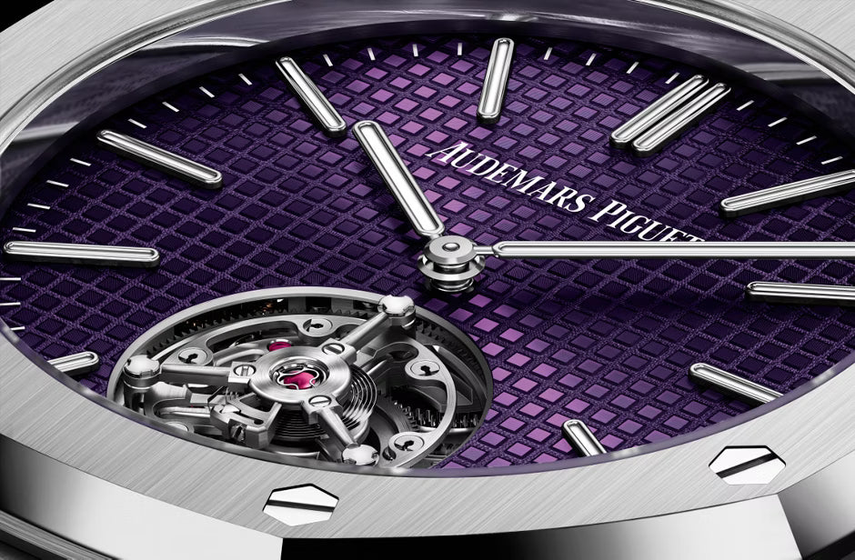 Silver-Tone Purple Open-Heart Watch – Integrated Bracelet