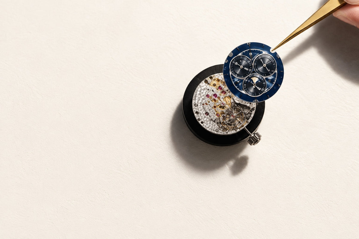 Blue dial and mechanical movement