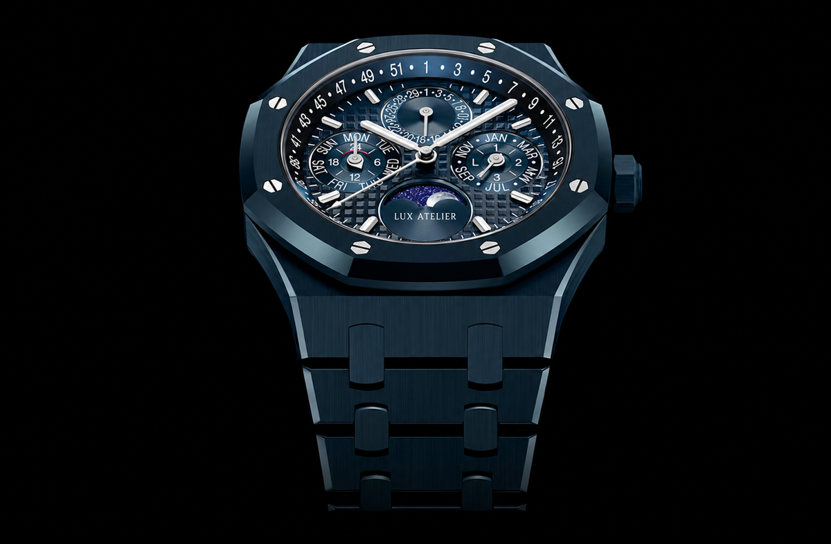 Deep Blue Multi-Display Watch – Integrated Bracelet