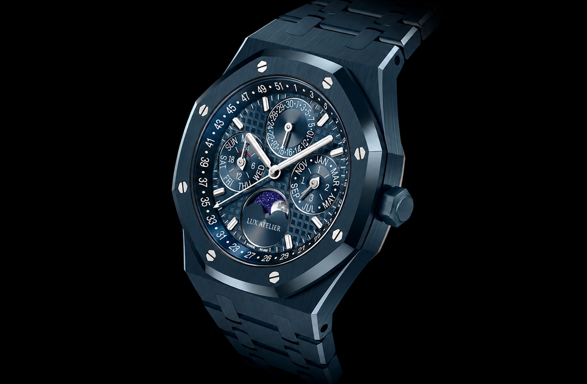 Deep Blue Multi-Display Watch – Integrated Bracelet