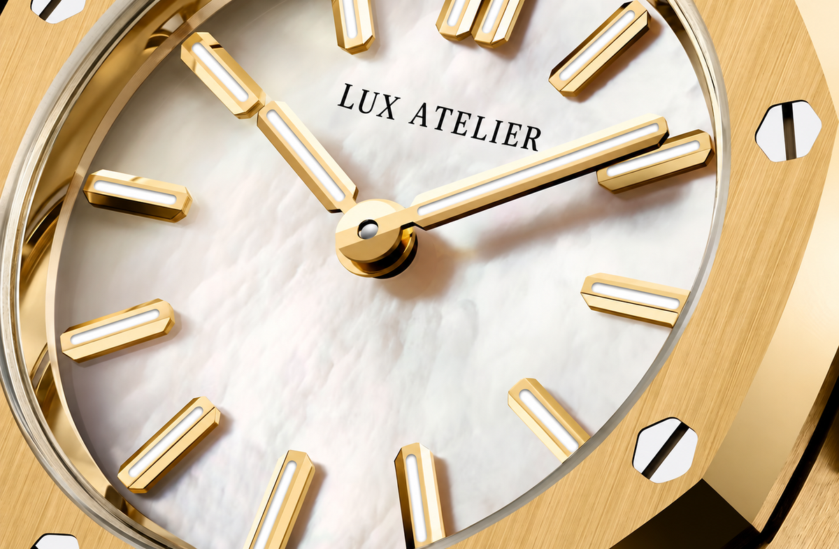 Gold-Tone Mini Pearl-Inspired Watch – Integrated Bracelet
