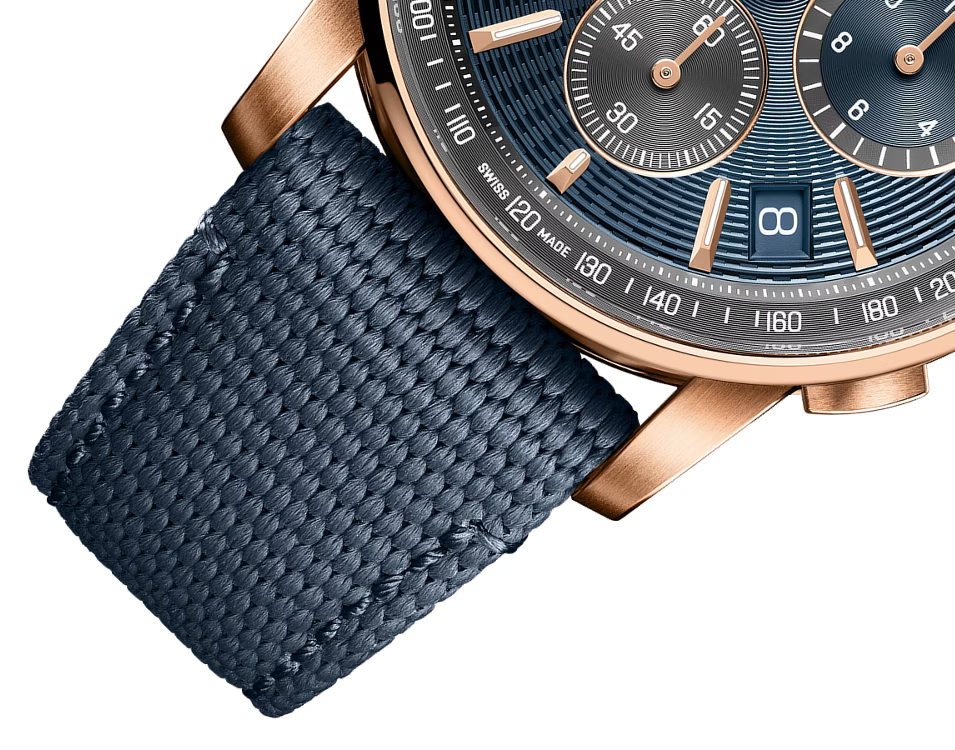 Midnight Blue Chronograph-Style Watch – Rose Gold Tone & Blue Strap