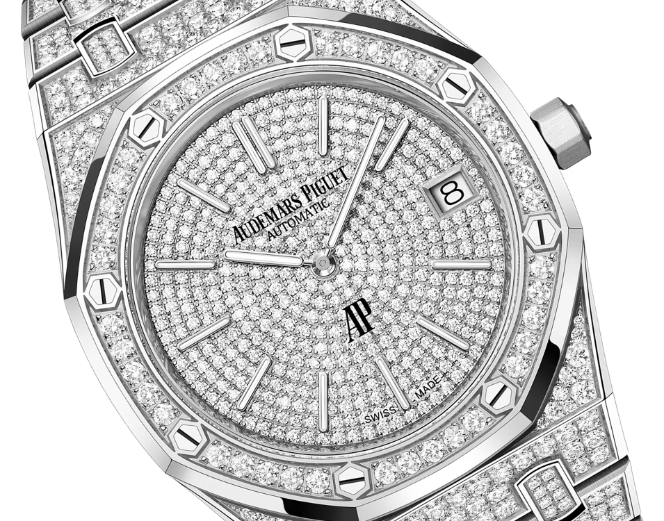 Silver-Tone Full Pavé Crystal-Set Watch – Integrated Bracelet