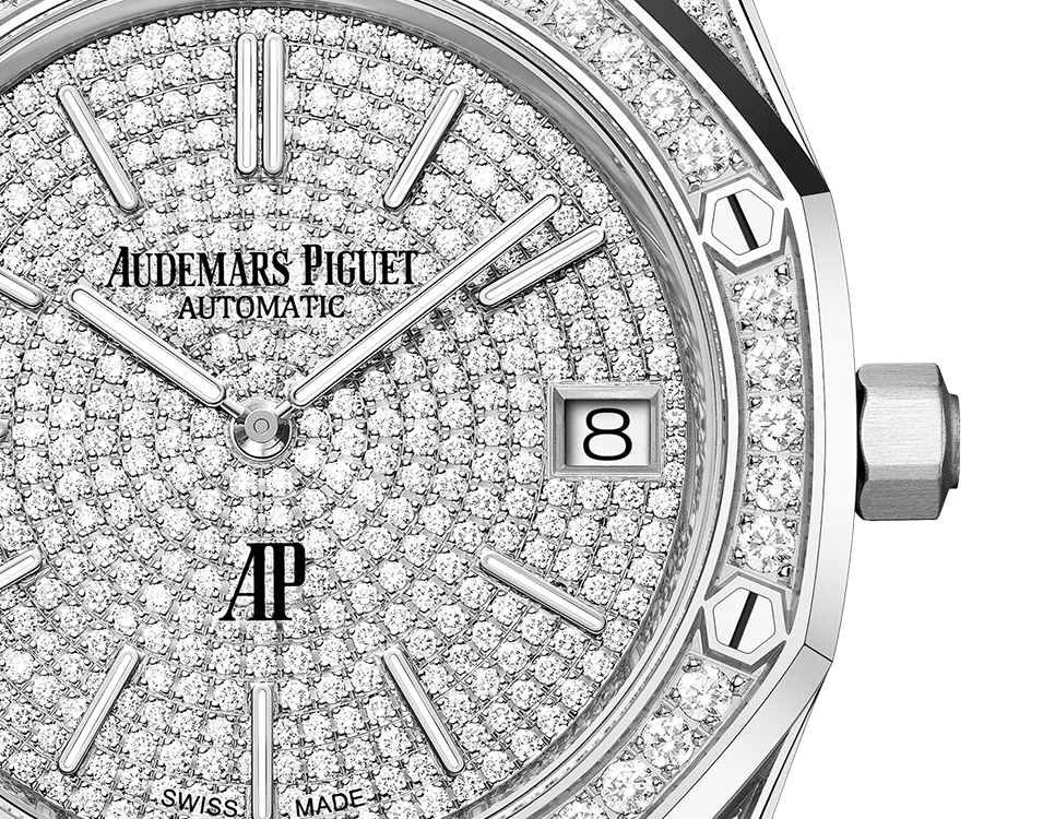 Silver-Tone Full Pavé Crystal-Set Watch – Integrated Bracelet