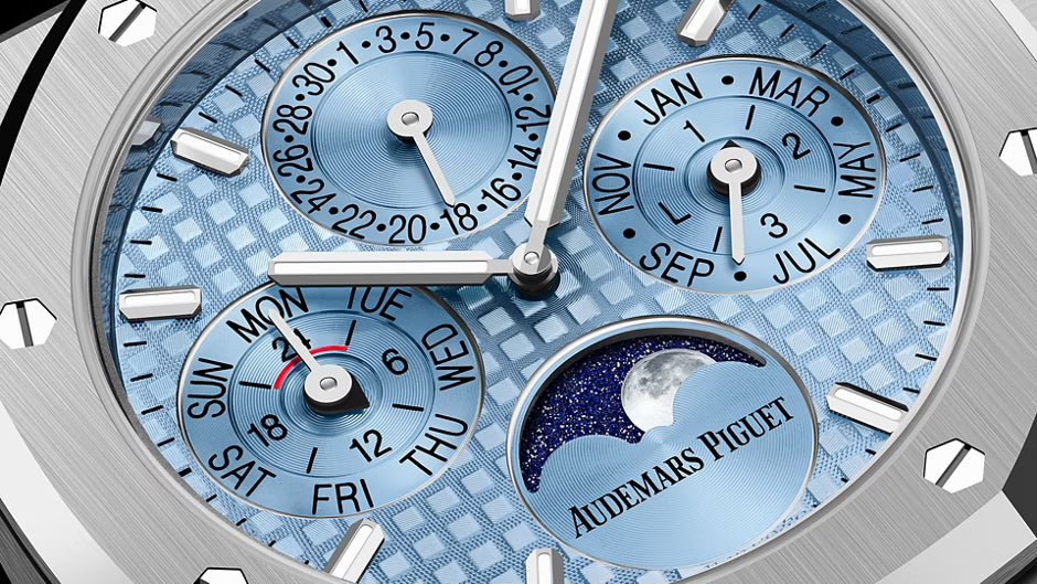 Ice Blue Multi-Display Watch – Silver-Tone Integrated Bracelet