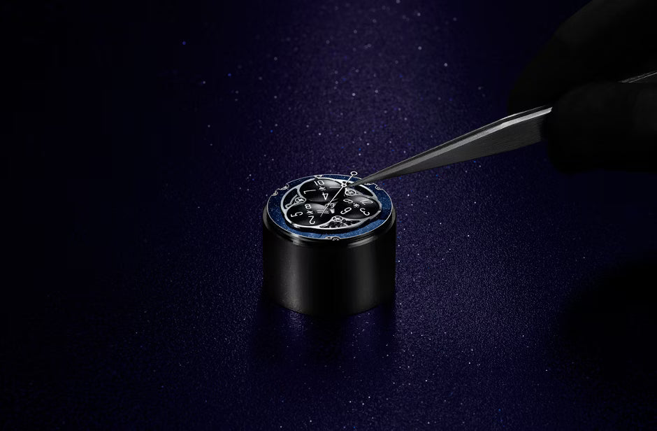 Celestial Rotating-Disc Watch – Midnight Blue & Black Strap