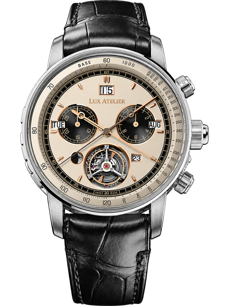 Luxury Skeleton Chronograph Watch – Black Leather Strap