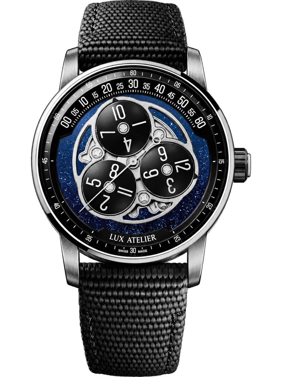 Celestial Rotating-Disc Watch – Midnight Blue & Black Strap