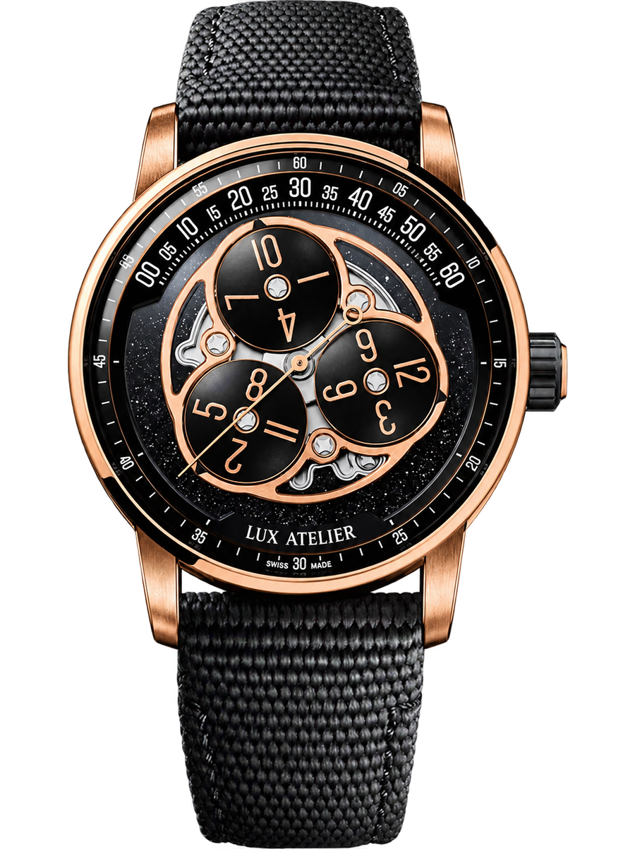 Rose Gold Rotating-Disc Watch – Black Celestial Dial