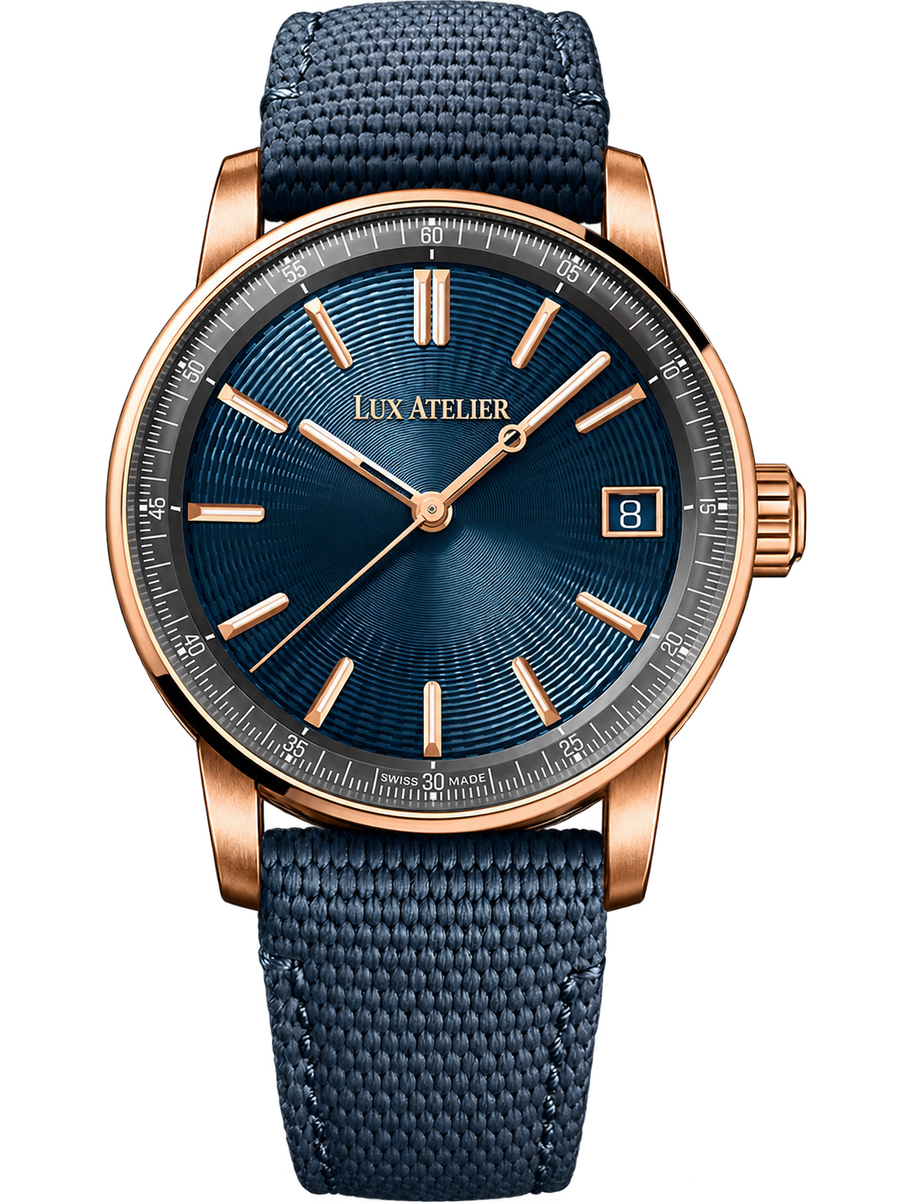 Midnight Blue Dress Watch – Rose Gold Tone & Blue Strap