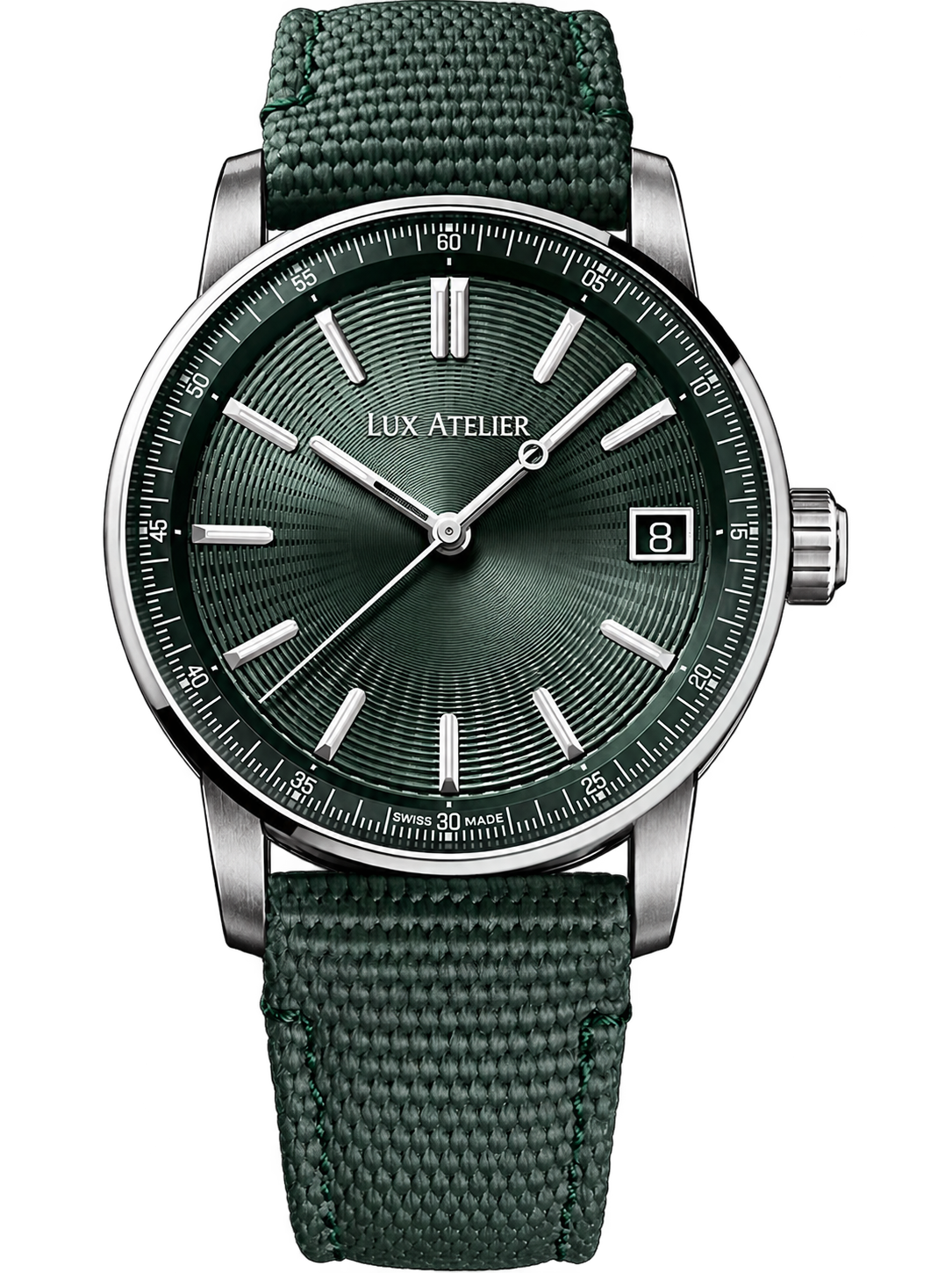 Deep Green Dress Watch – Silver Case & Green Strap