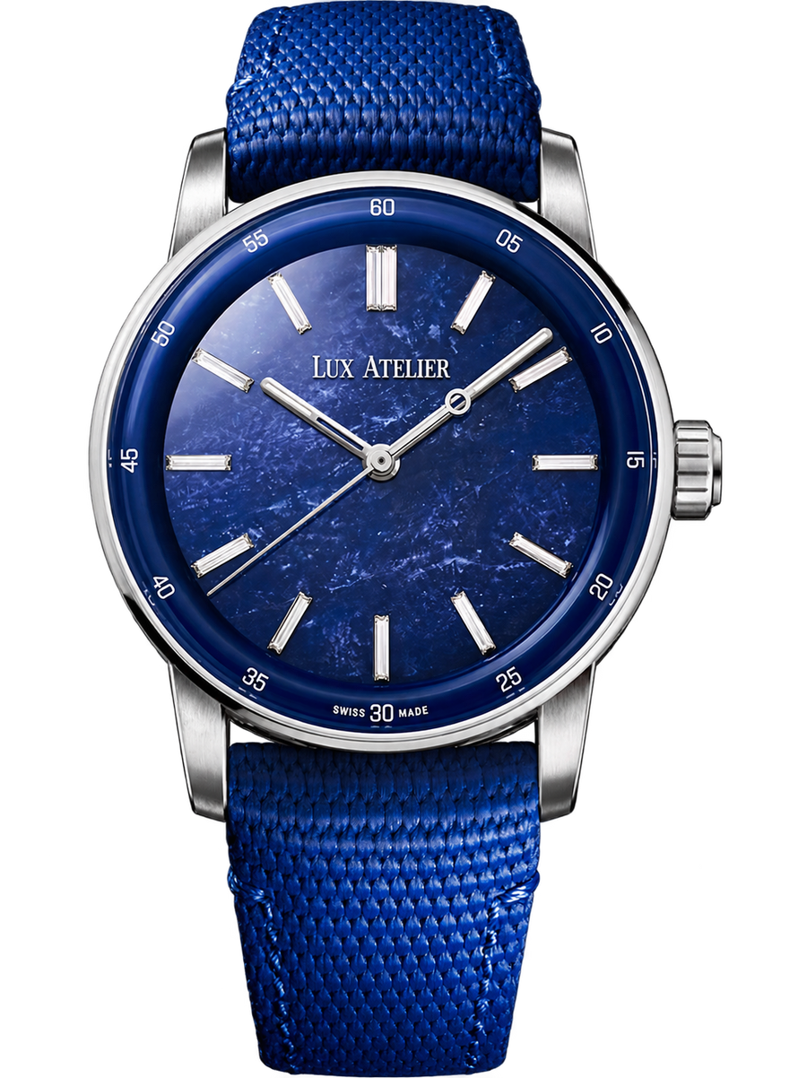 Royal Blue Stone-Inspired Dress Watch – Silver Case & Blue Strap
