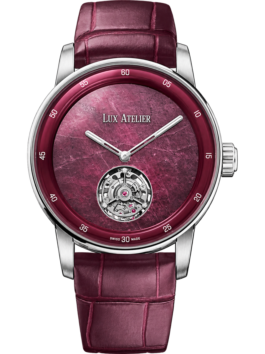 Ruby Burgundy Open-Heart Watch – Silver Tone & Burgundy Strap