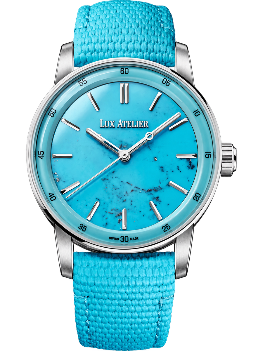 Turquoise Stone-Inspired Dress Watch – Silver Tone & Turquoise Strap