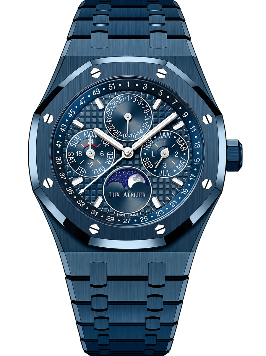Deep Blue Multi-Display Watch – Integrated Bracelet