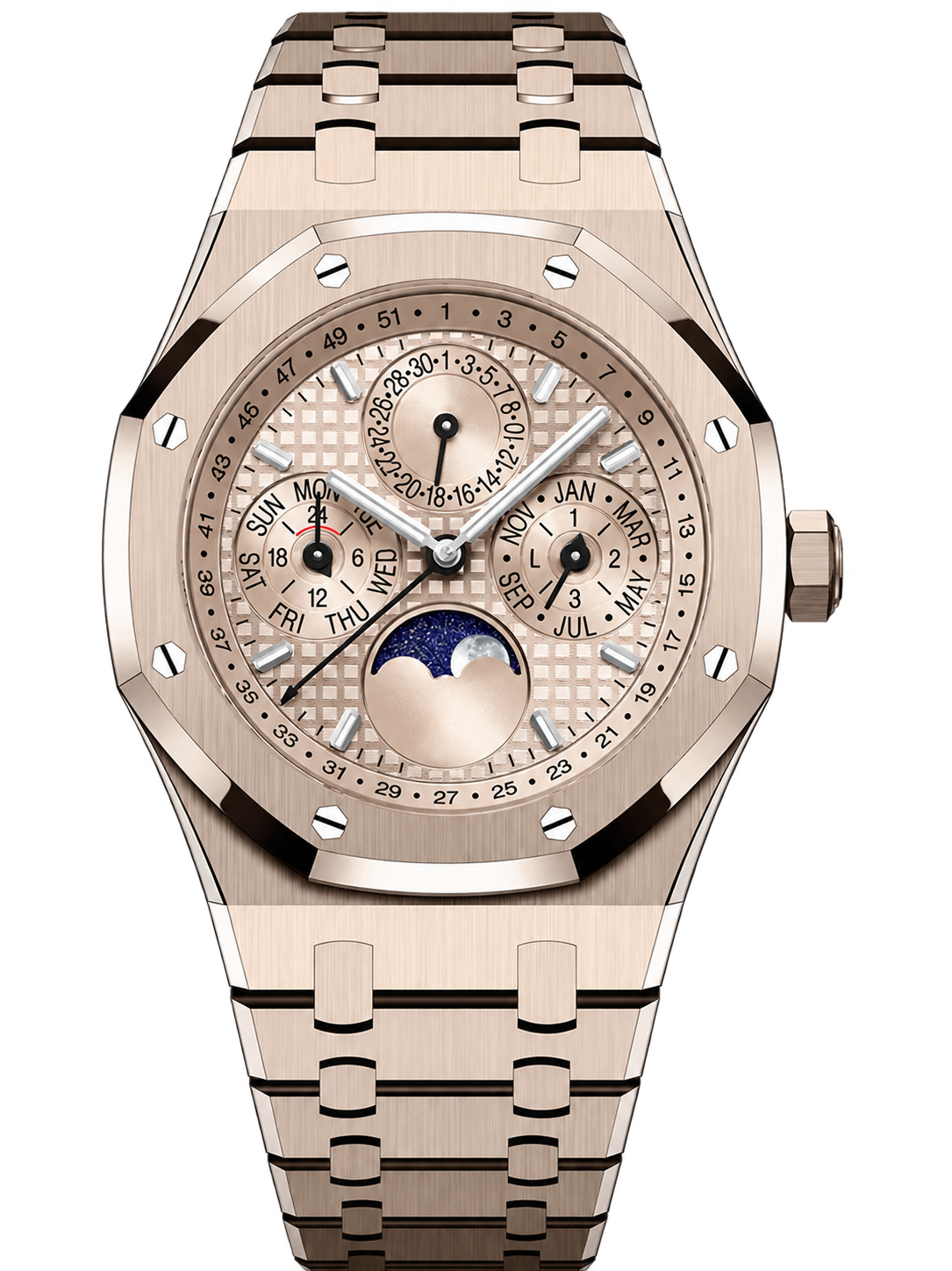 Sand Gold Multi-Display Watch – Integrated Bracelet