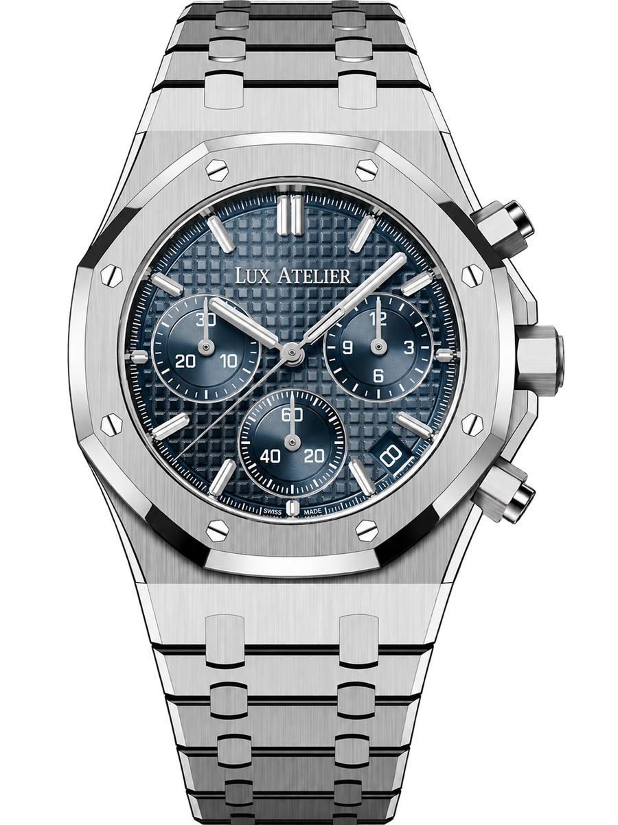 Ice Blue Multi-Display Sport Watch – Silver-Tone Integrated Bracelet