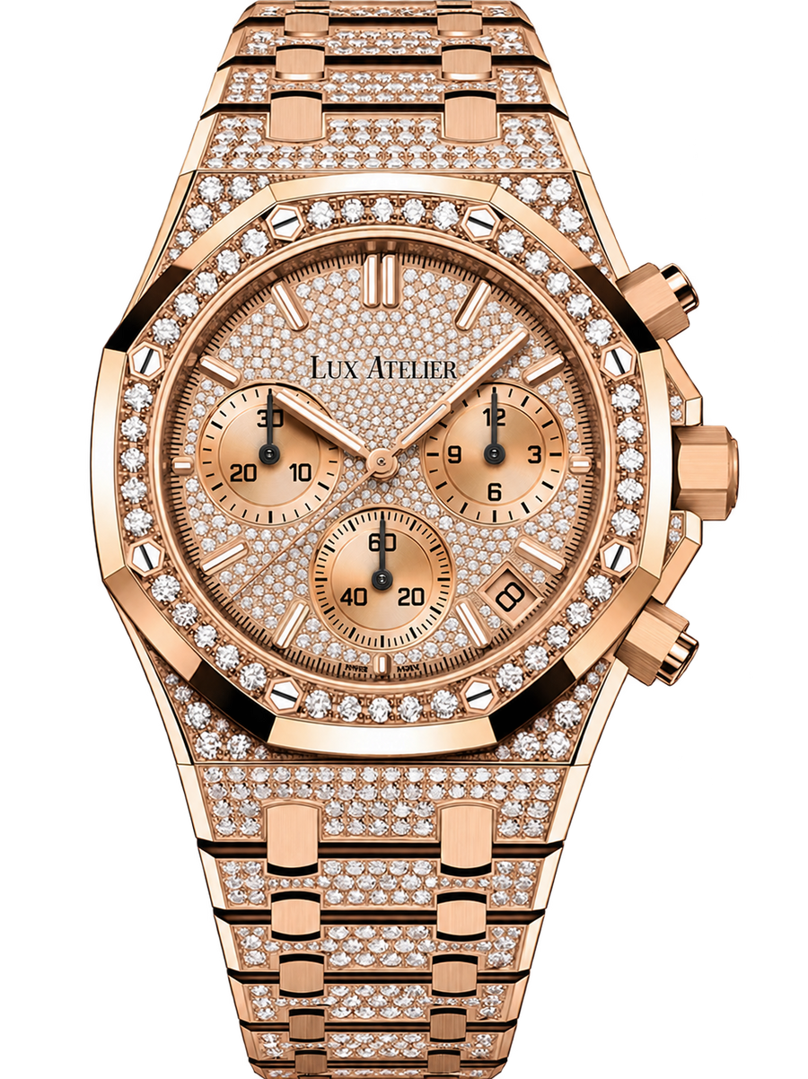 Rose Gold-Tone Crystal-Set Multi-Display Watch – Integrated Bracelet