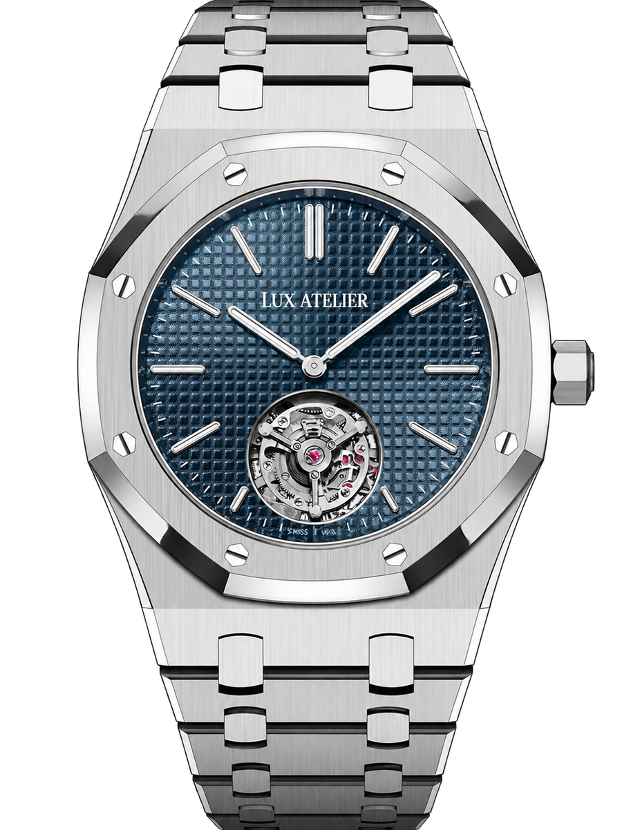 Silver-Tone Blue Open-Heart Watch – Integrated Bracelet