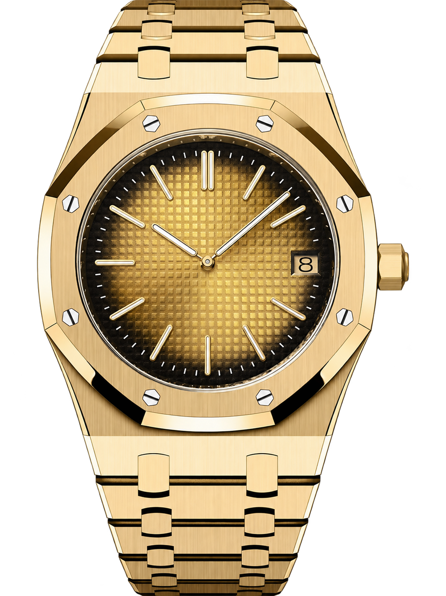 Gold-Tone Smoked Dial Watch – Integrated Bracelet