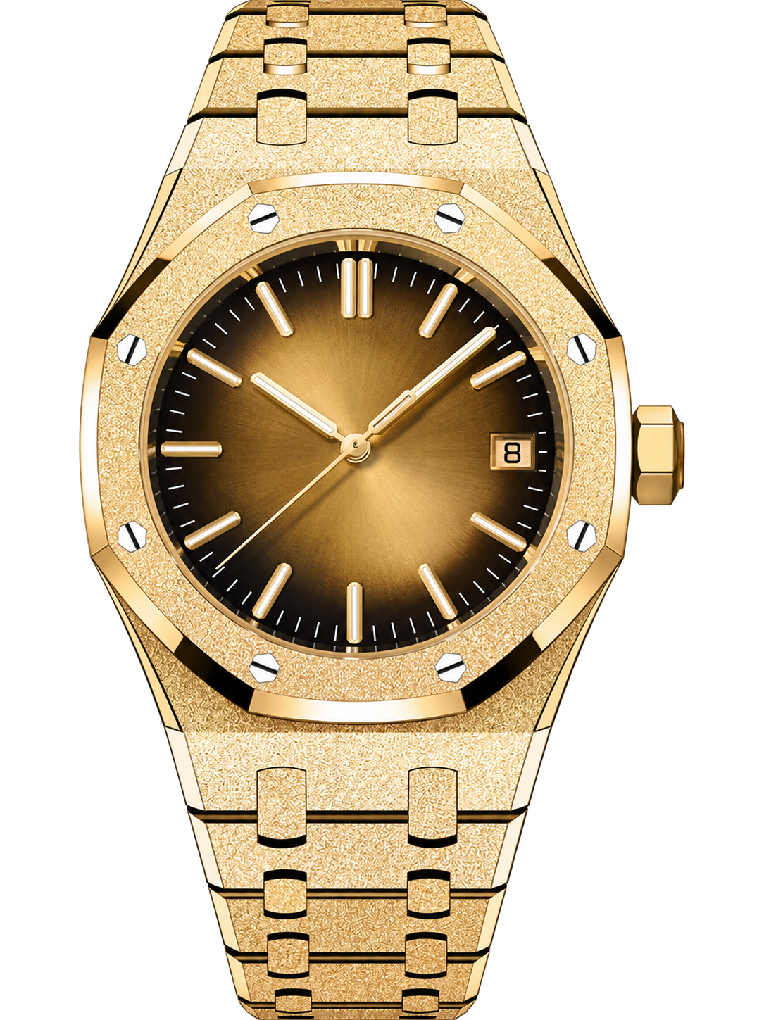 Frosted Gold-Tone Smoked Dial Watch – Integrated Bracelet