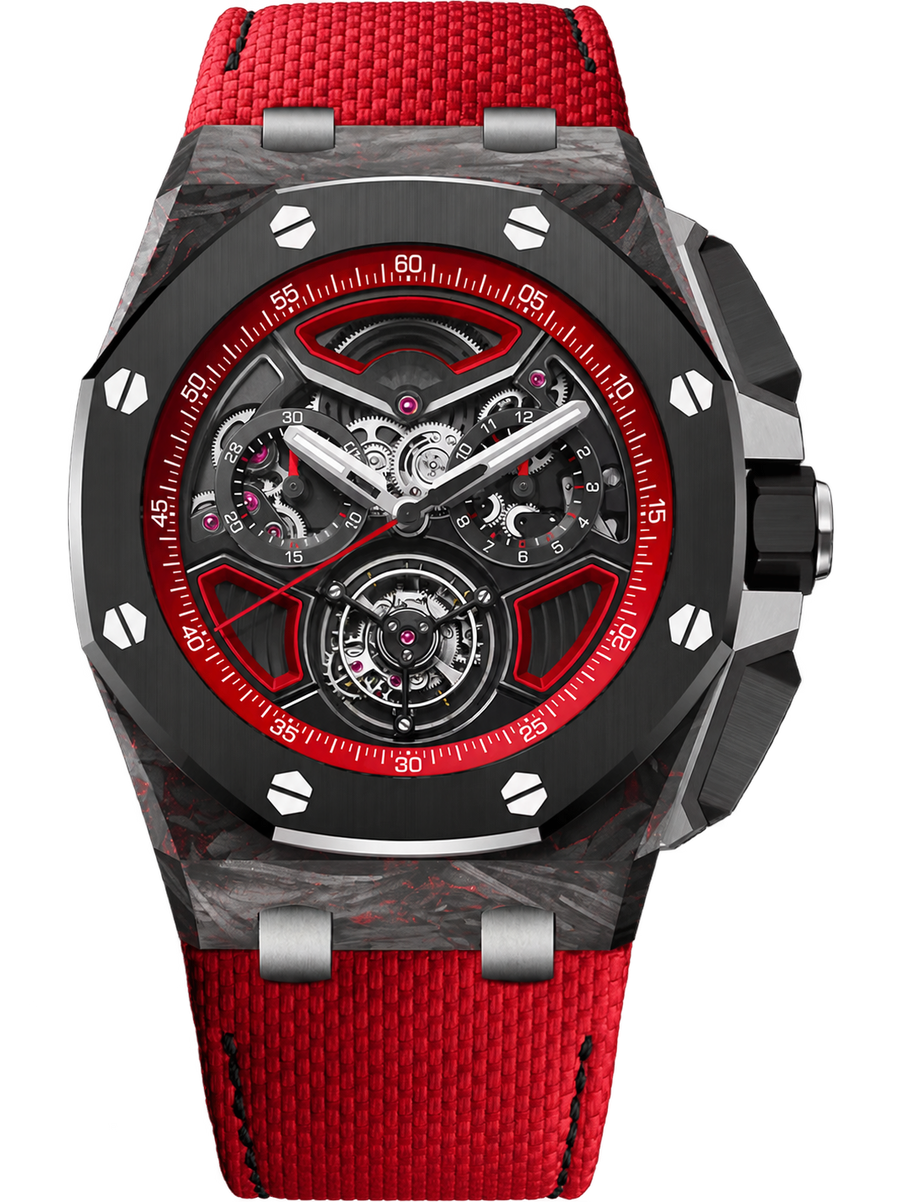 Red & Black Open-Work Multi-Display Watch – Red Performance Strap