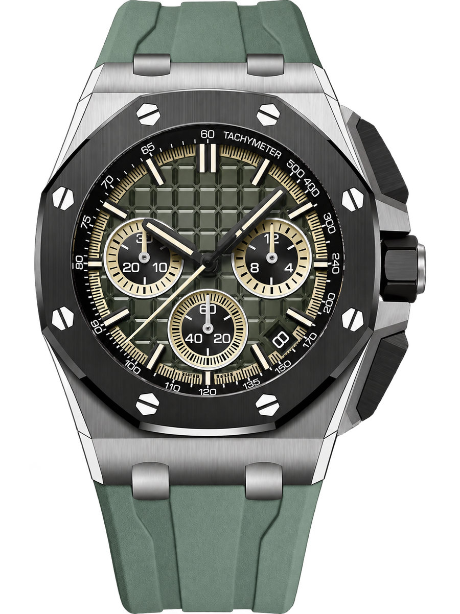 Olive Green Multi-Display Sport Watch – Dark Case & Green Performance Strap