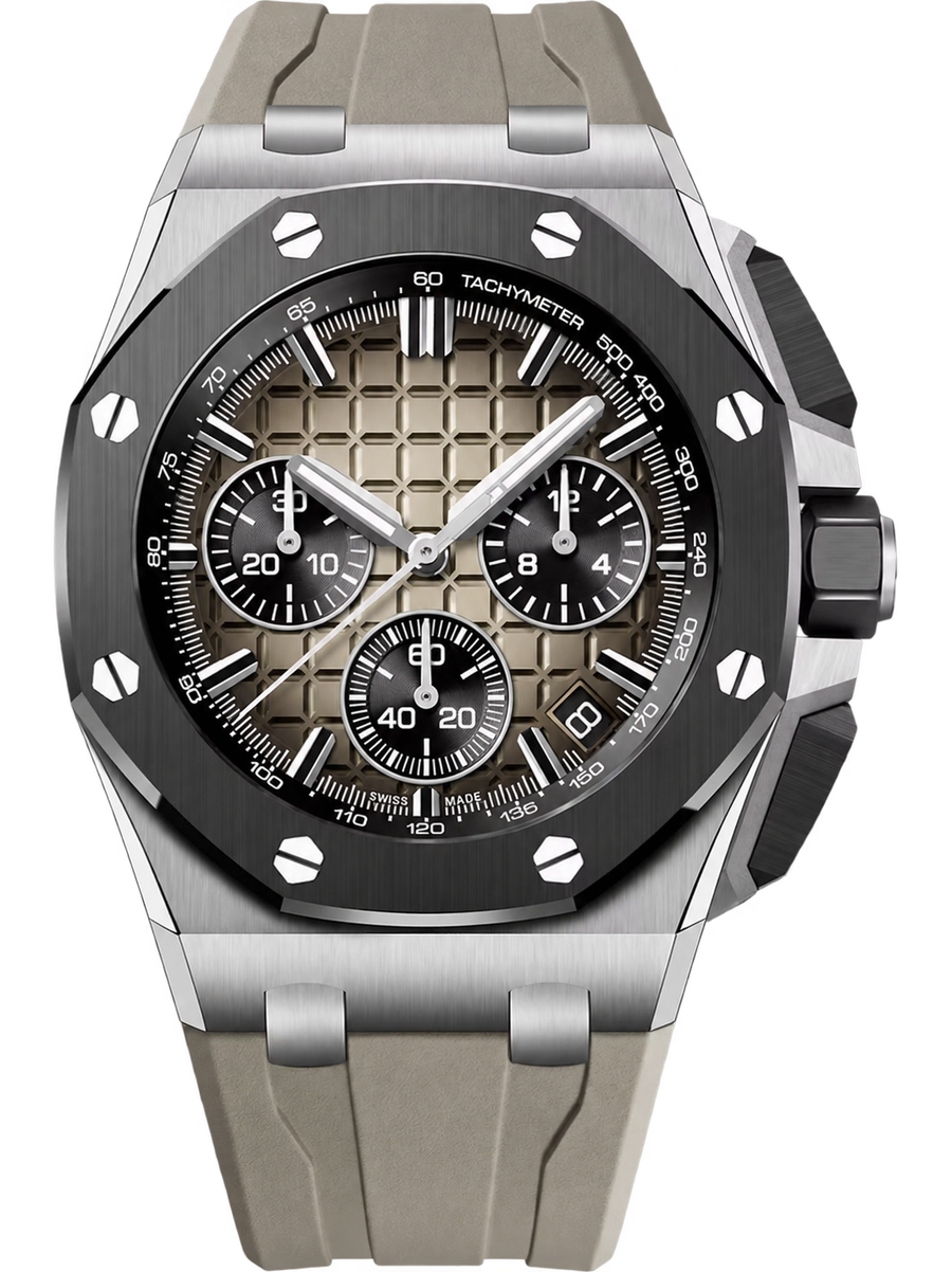 Smoked Taupe Multi-Display Sport Watch – Silver-Tone Case & Taupe Strap