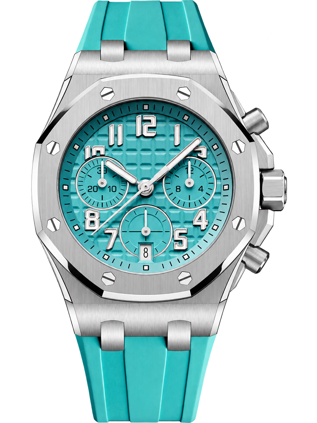 Turquoise Multi-Display Sport Watch – Silver-Tone Case & Matching Performance Strap