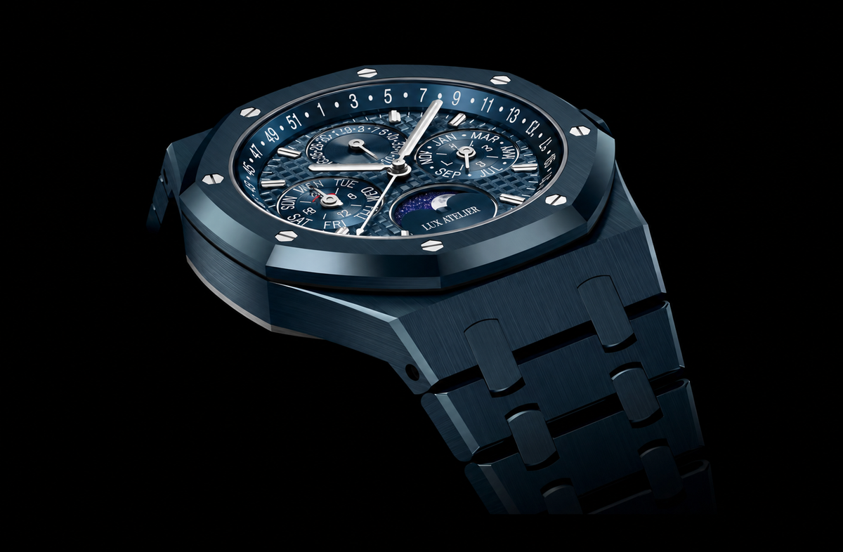 Deep Blue Multi-Display Watch – Integrated Bracelet