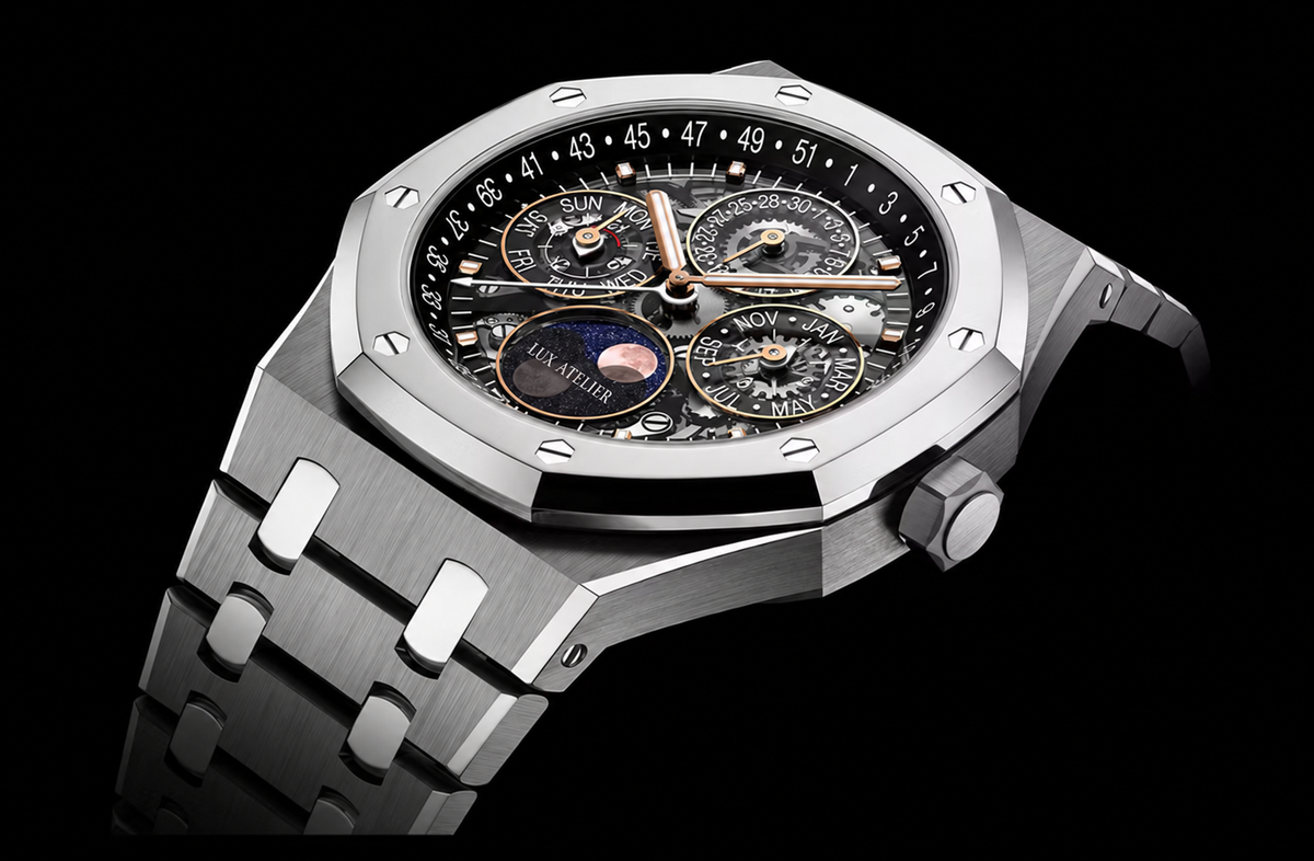 Blue Multi-Display Watch – Silver-Tone Integrated Bracelet