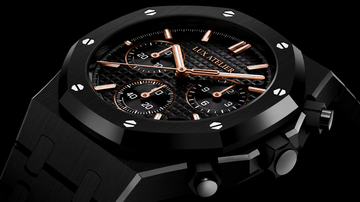 Black Multi-Display Sport Watch – Rose Gold-Tone Accents