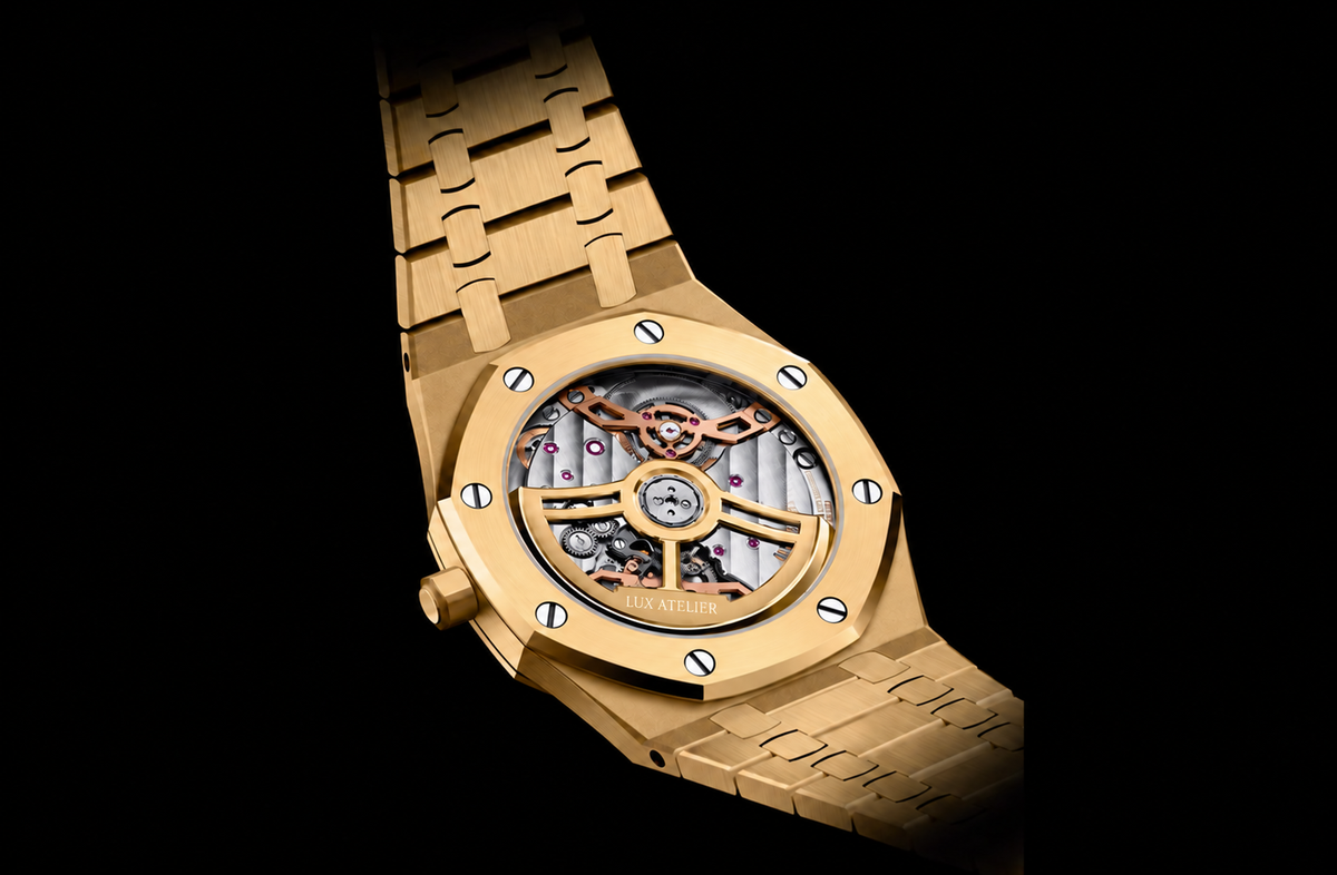 Gold-Tone Full Pavé Crystal-Set Watch – Integrated Bracelet