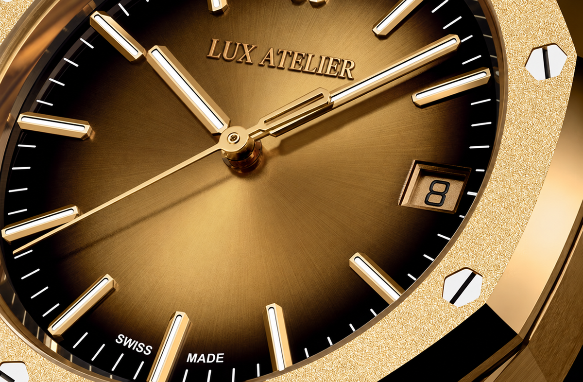 Frosted Gold-Tone Smoked Dial Watch – Integrated Bracelet