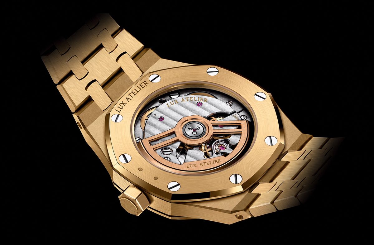 Frosted Gold-Tone Smoked Dial Watch – Integrated Bracelet