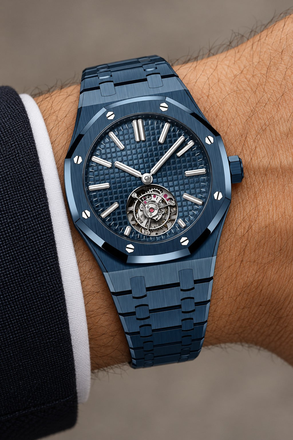 Blue Open-Heart Sport Watch – Integrated Bracelet