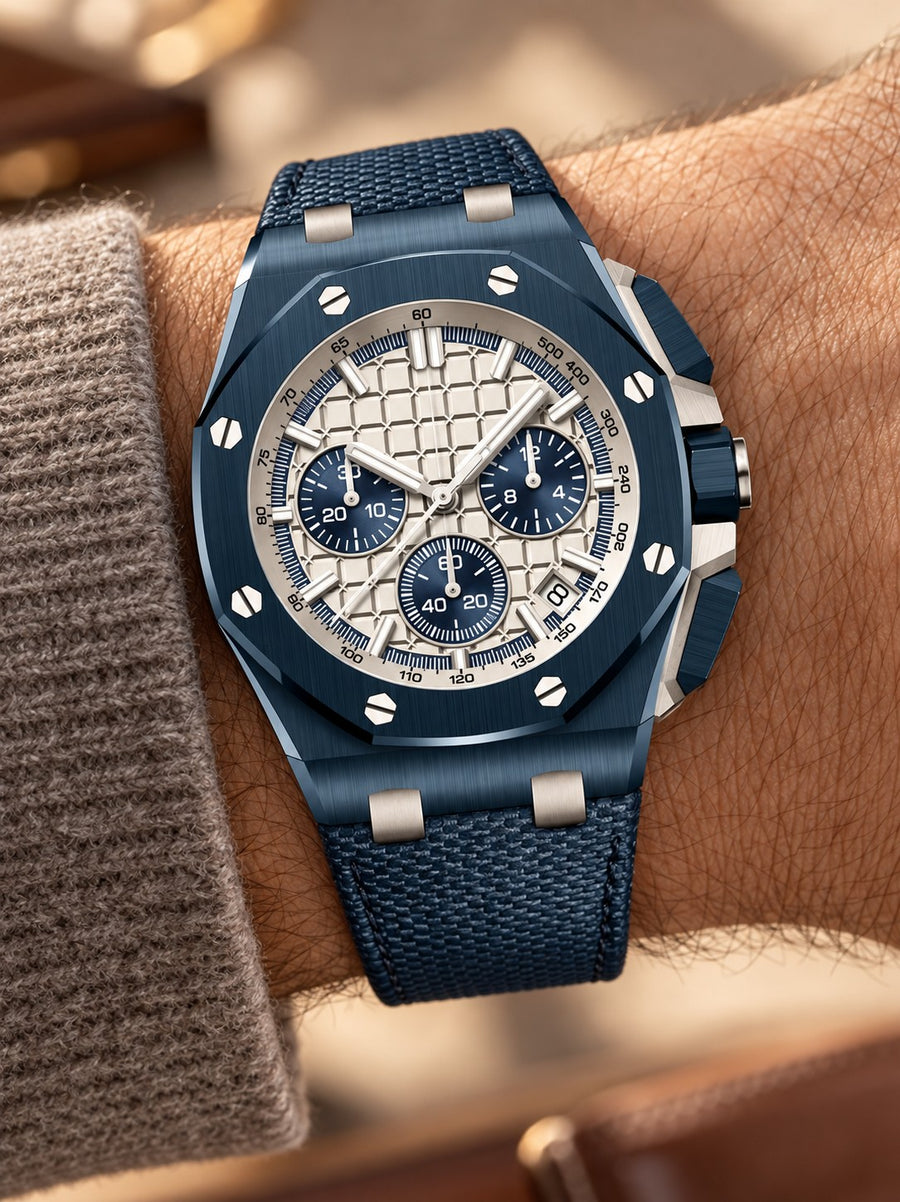 Deep Blue Multi-Display Sport Watch – Silver Dial & Blue Strap