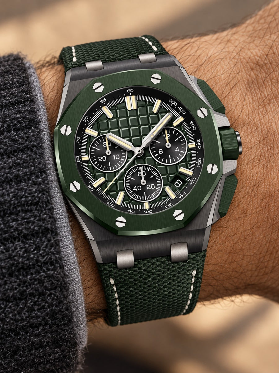 Forest Green Multi-Display Sport Watch – Dark Case & Green Strap