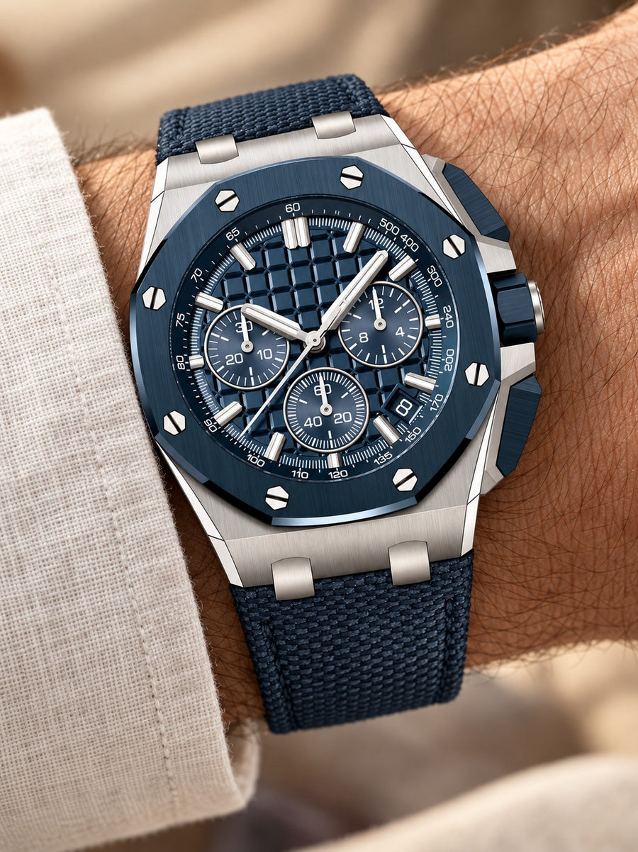 Deep Blue Multi-Display Sport Watch – Silver-Tone Case & Blue Strap