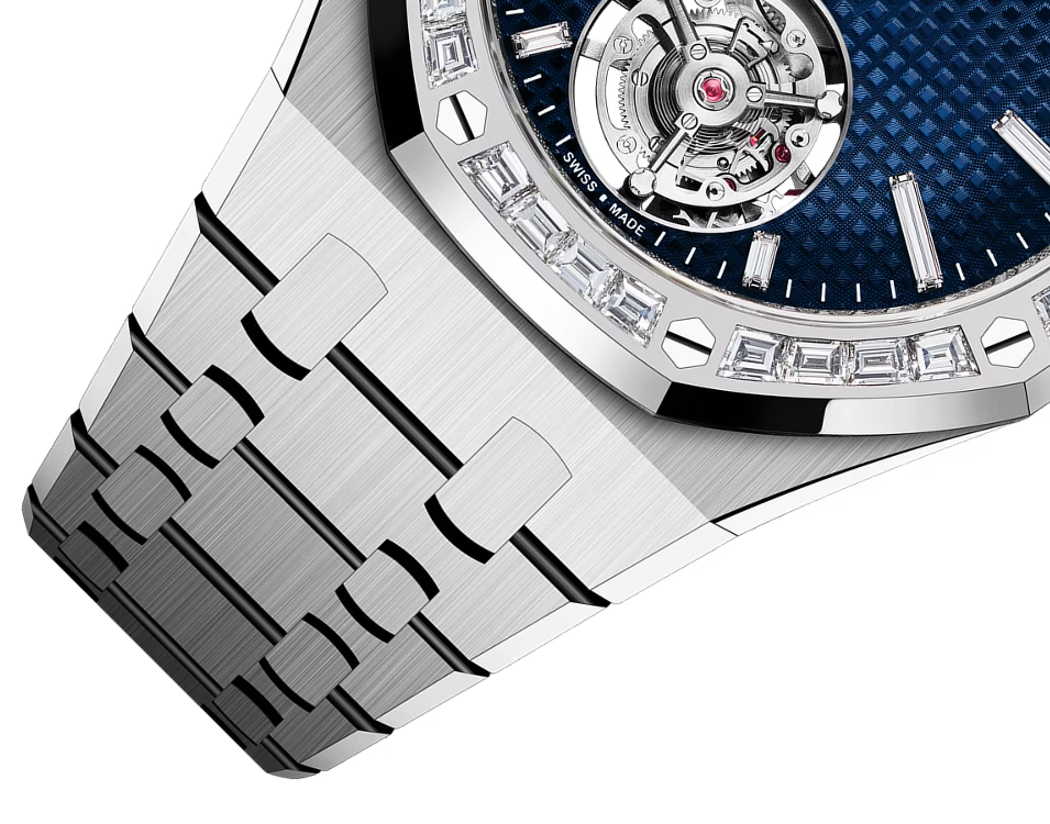 Silver-Tone Blue Open-Heart Watch – Crystal-Style Bezel
