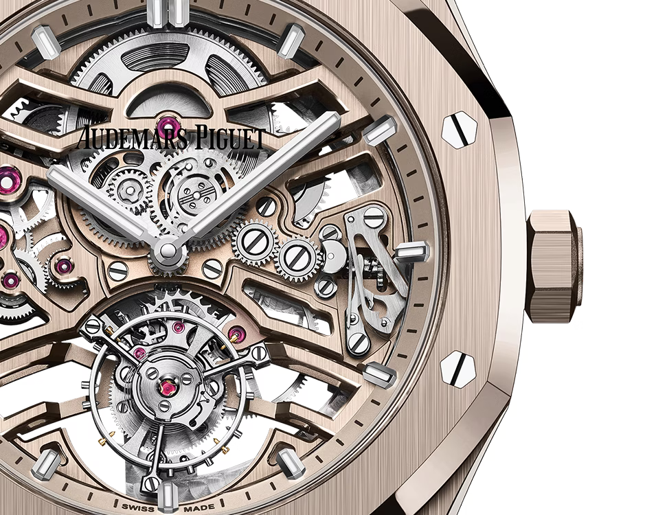 Rose Gold-Tone Skeleton Open-Heart Watch – Integrated Bracelet