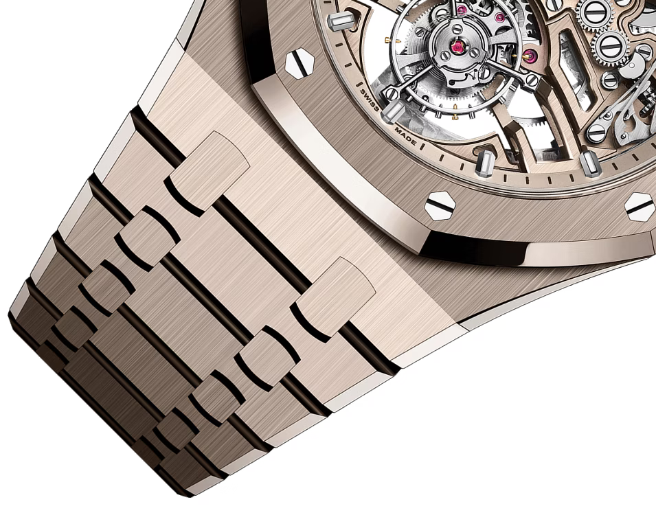 Rose Gold-Tone Skeleton Open-Heart Watch – Integrated Bracelet