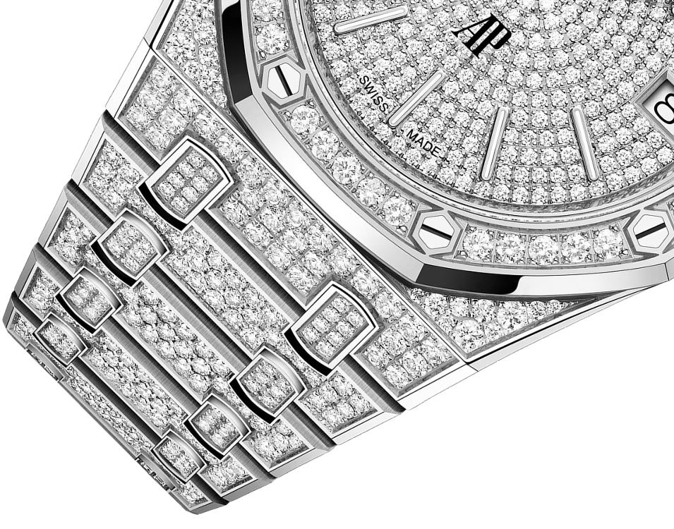 Silver-Tone Full Pavé Crystal-Set Watch – Integrated Bracelet
