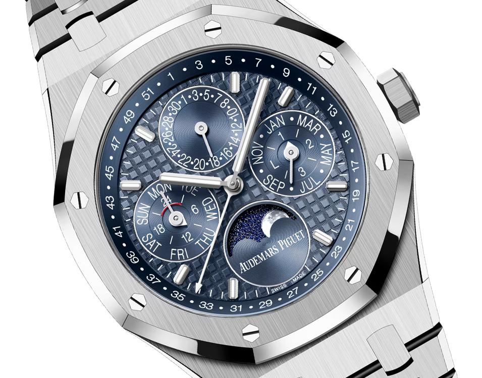 Blue Multi-Display Watch – Silver-Tone Integrated Bracelet