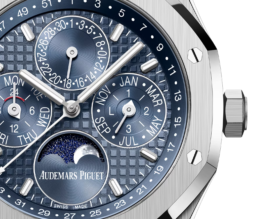 Blue Multi-Display Watch – Silver-Tone Integrated Bracelet