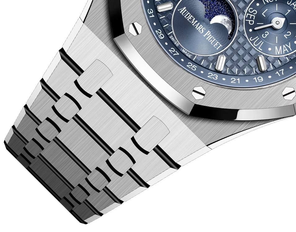 Blue Multi-Display Watch – Silver-Tone Integrated Bracelet