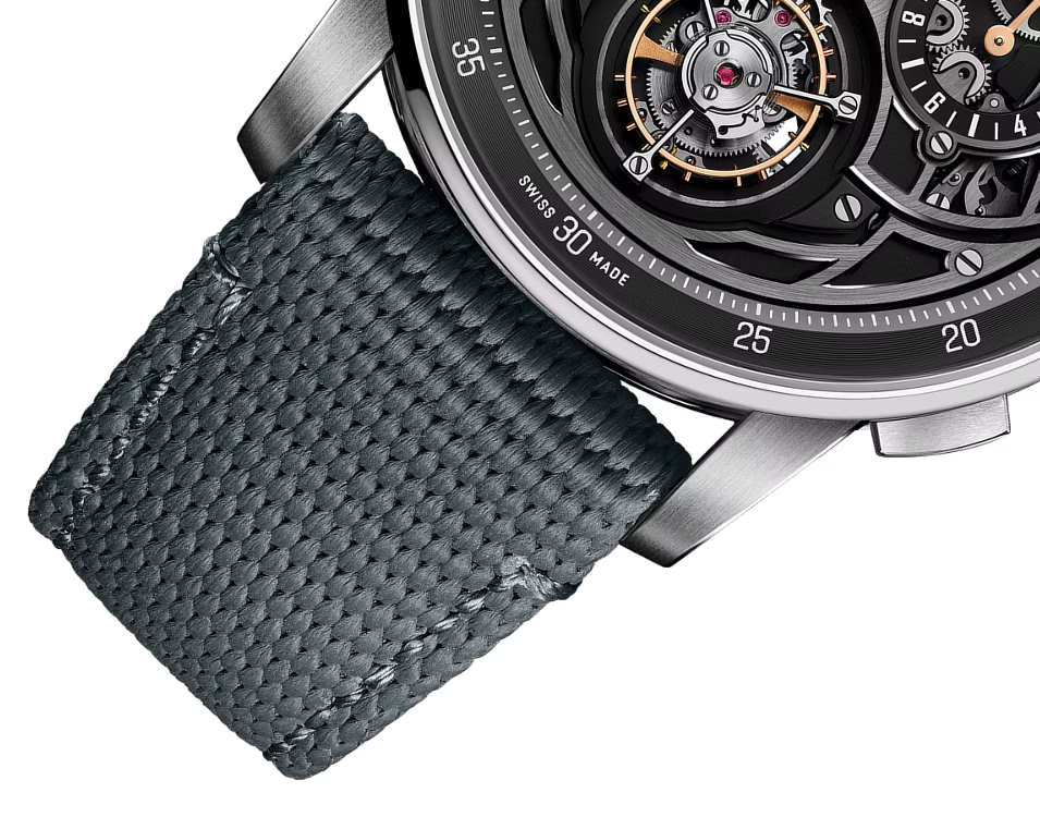 Skeleton Chronograph-Style Watch – Anthracite & Grey Strap