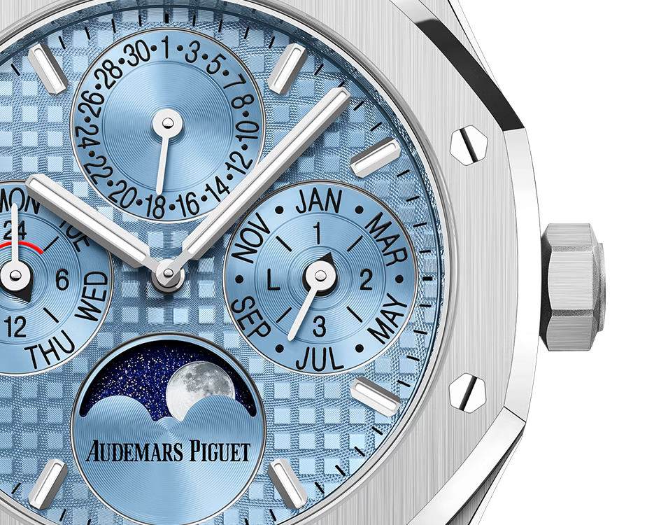 Ice Blue Multi-Display Watch – Silver-Tone Integrated Bracelet