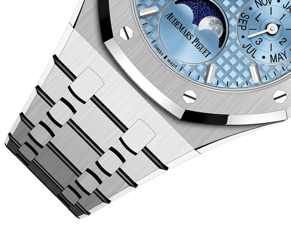 Ice Blue Multi-Display Watch – Silver-Tone Integrated Bracelet