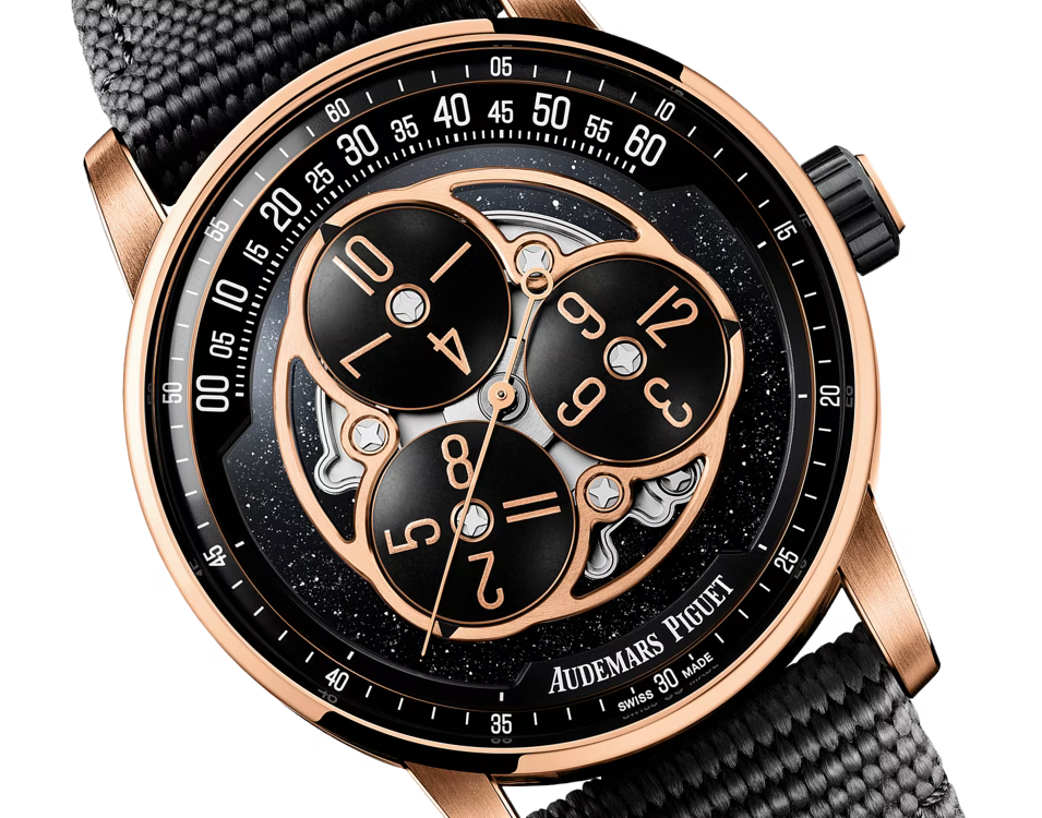 Rose Gold Rotating-Disc Watch – Black Celestial Dial